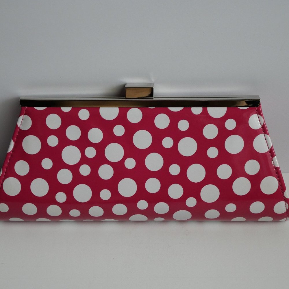 Neiman Marcus Polka Dot Clutch with Shoulder Chain